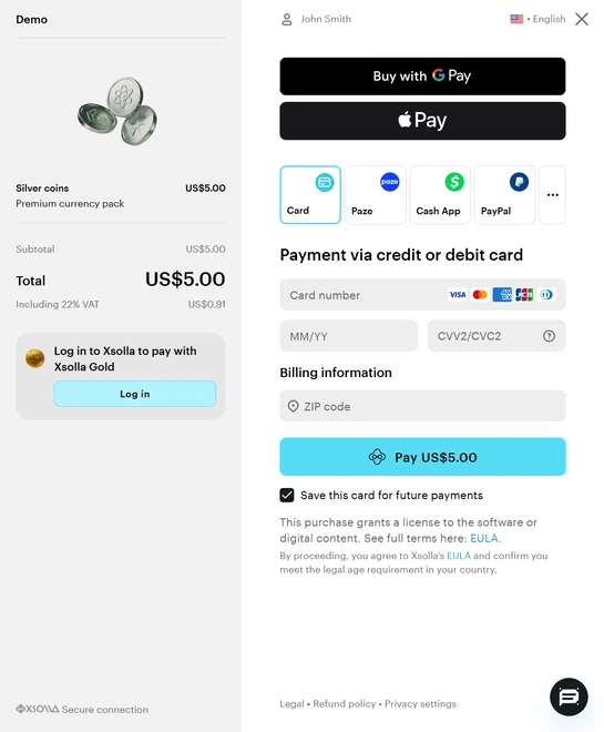 Xsolla: оформление покупки