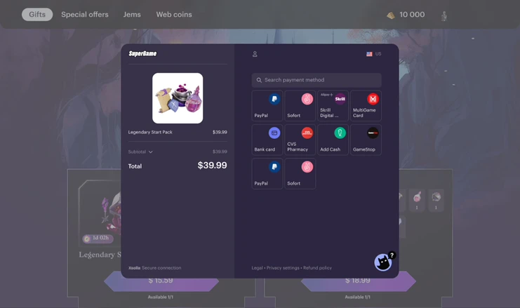 Xsolla: платёжный интерфейс в игре